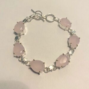 Elegant Silver and Pink Chalcedony Gemstone Bracelet